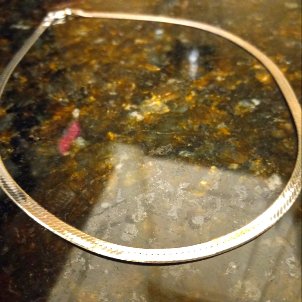 STERLING SILVER herringbone choker necklace